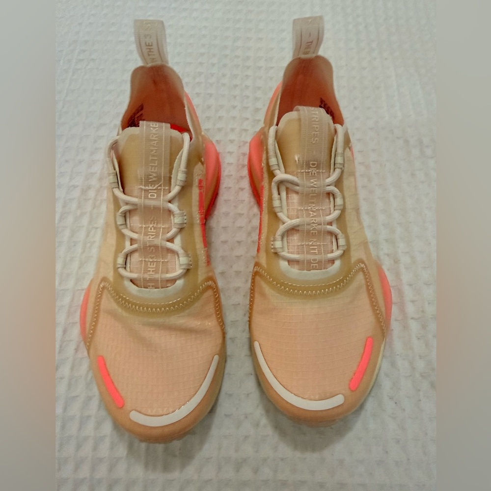 Women’s Adidas NMD Peach and Neon Pink Athletic Shoes